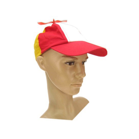 Rood/wit/geel petje met rode propeller -