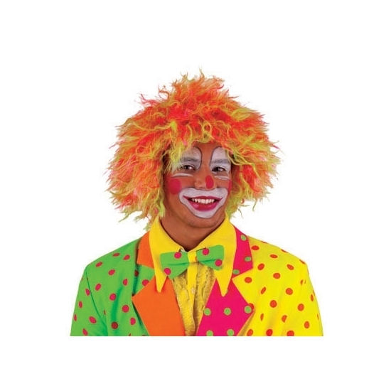 Carnaval Clownspruik - Neon kleuren - volwassenen - warrige haren -