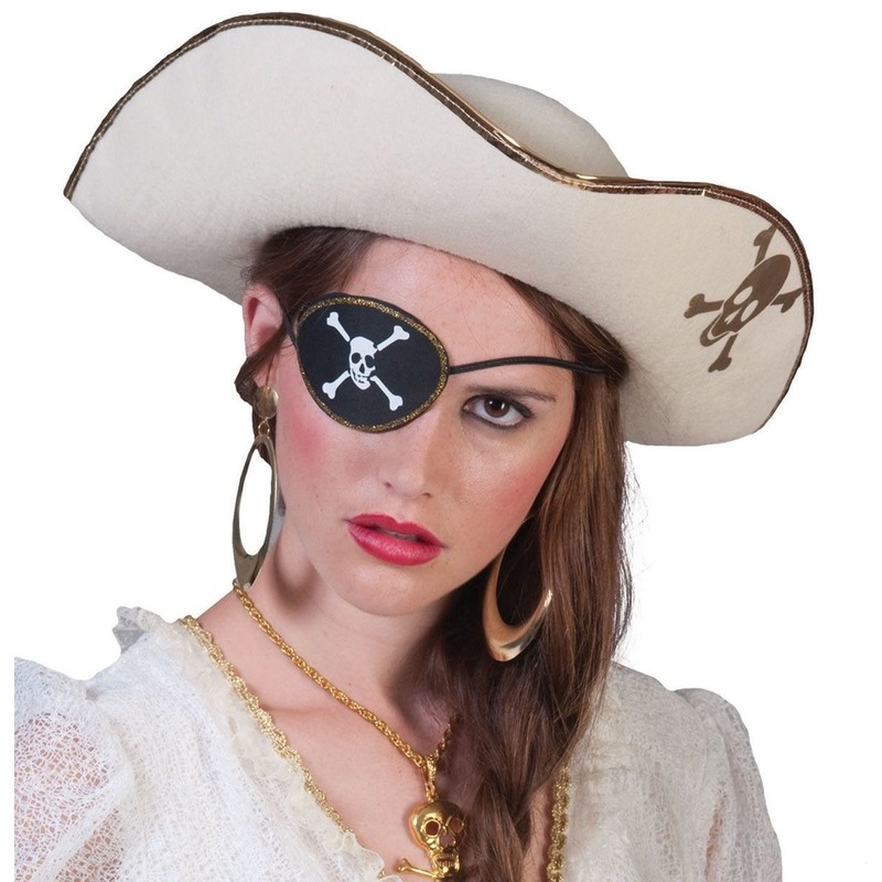 Witte piratenhoed met schedel -