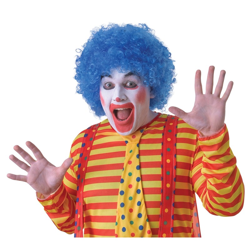 Voordelige blauwe clownspruik voor volwassenen -