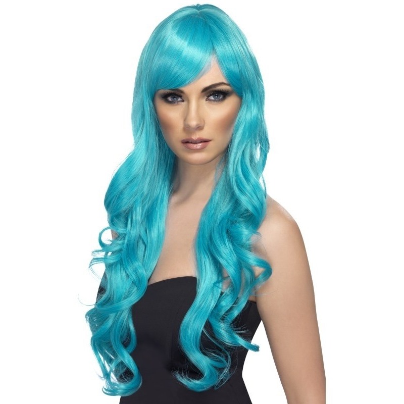 Turquoise blauwe pruik voor dames -