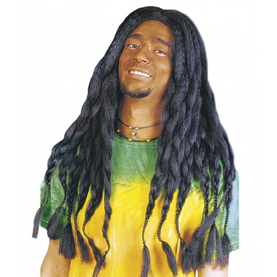 Carnaval verkleed pruik met zwarte rasta Bob dreadlocks - heren pruiken -