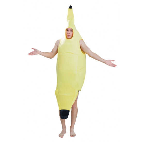 Voordelig carnaval verkleed bananen pak/kostuum - fruit - volwassenen - geel - outfit One size -