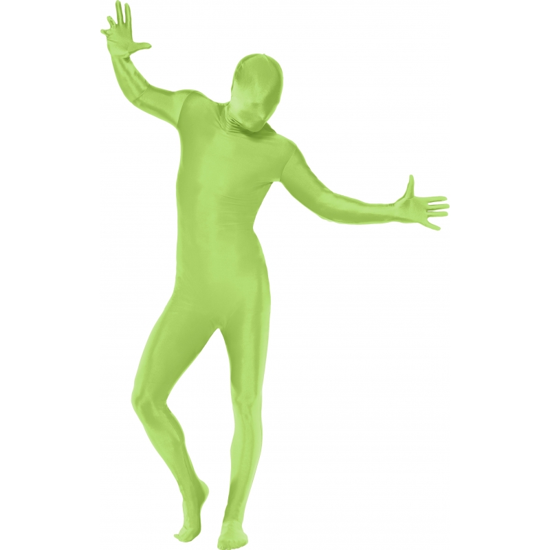 Carnaval verkleed Second skin pak/jumpsuit - uni kleur geheel groen - volwassenen 48-50 (M) -