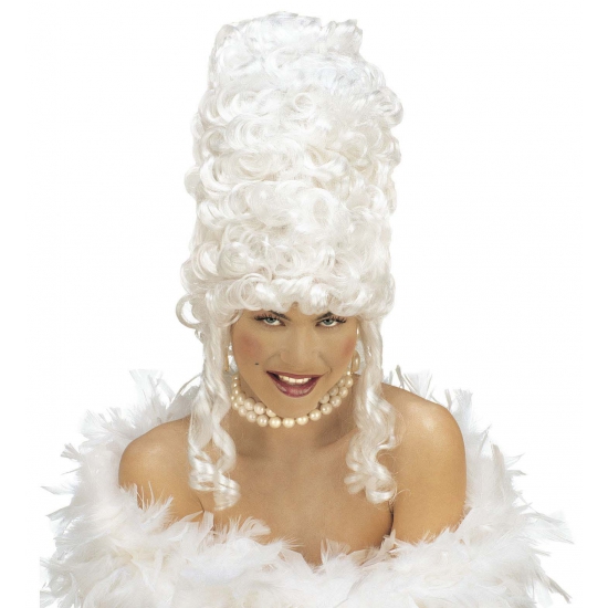 Luxe verkleed pruik - hofdame - wit - damespruik - Carnaval -