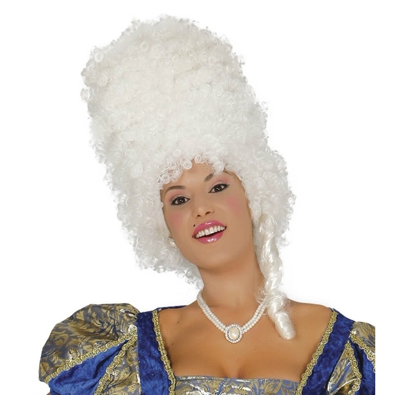 Witte hoge Barok pruik voor dames -