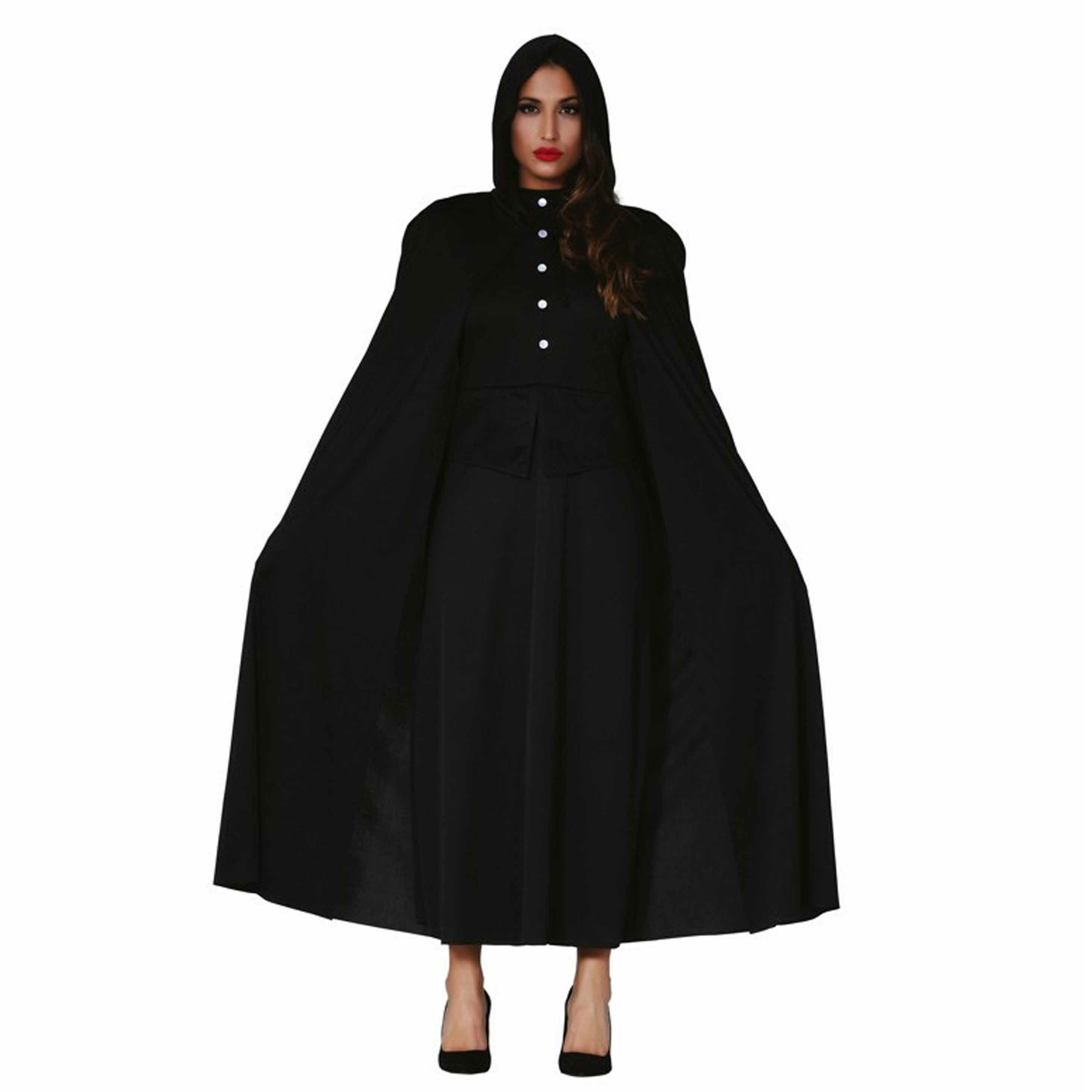 Zwarte Halloween verkleedkleding cape met capuchon - 135 cm - volwassenen One size -