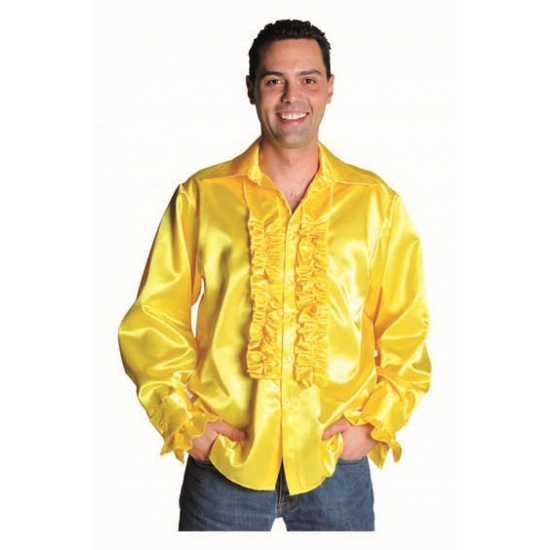 Luxe rouches blouse geel L (56-58) -