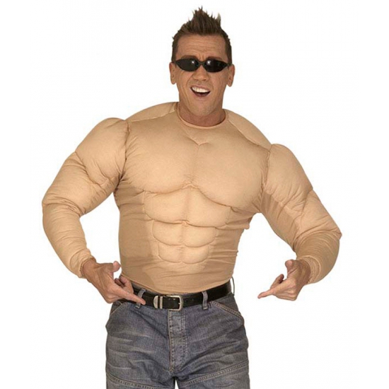 Spierballen shirt - bodybuilder - heren - polyester - verkleedkleding 54 (XL) -