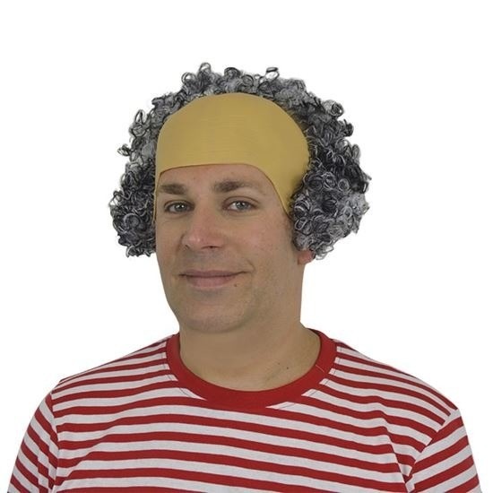 Pruik kale kop - grijs - Abraham/oude man/opa - verkleed thema pruiken -