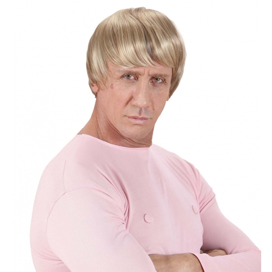 Carnaval verkleed pruik - blond - heren - kort haar - Foute boy met lok -