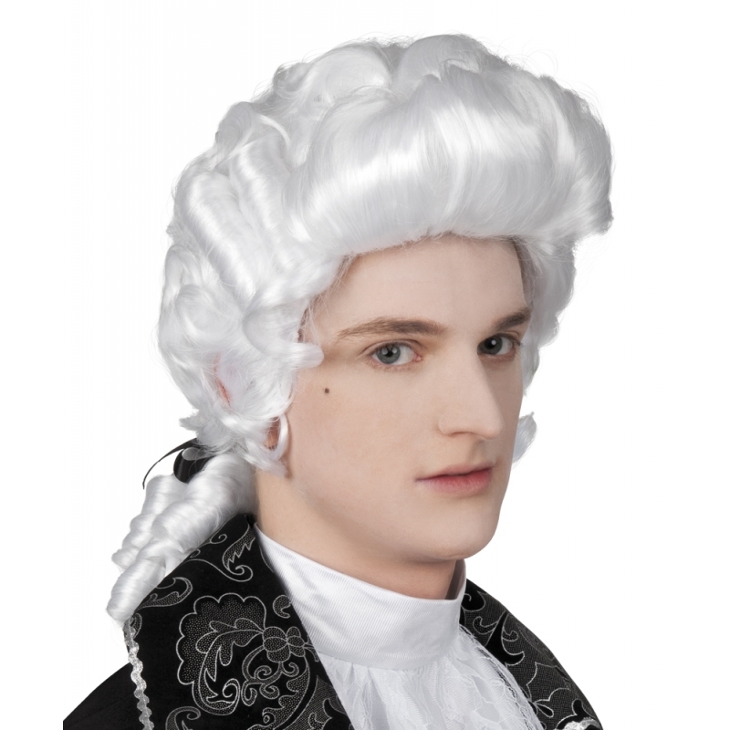 Boland party heren pruik - lakei/middeleeuwen/barok/edelman - wit - carnaval -