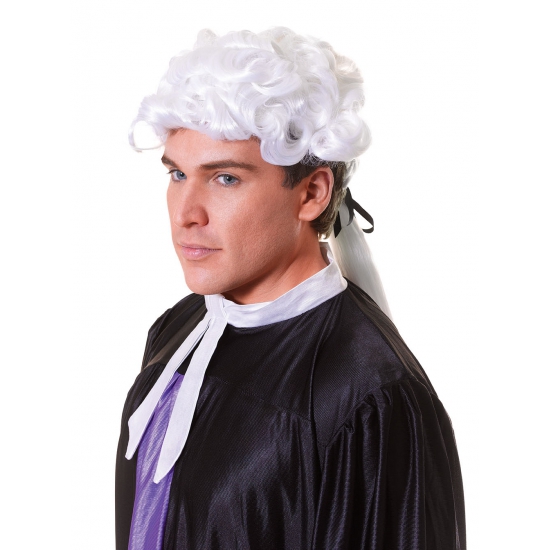 Witte barok heren verkleed pruik -