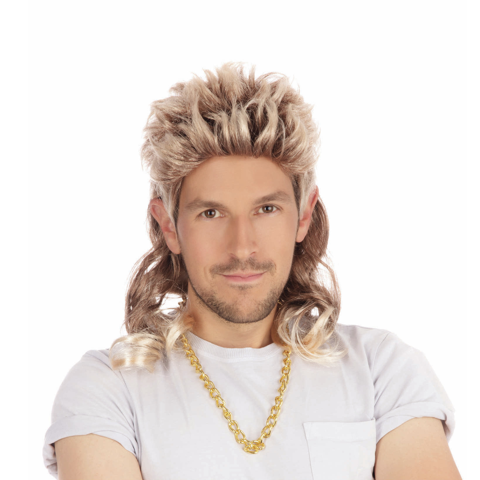 Herenpruik - Blond - met lange mat in de nek - half lang haar -