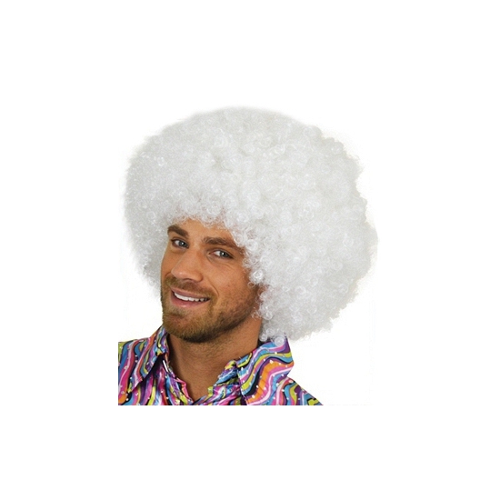 Witte afro pruik -