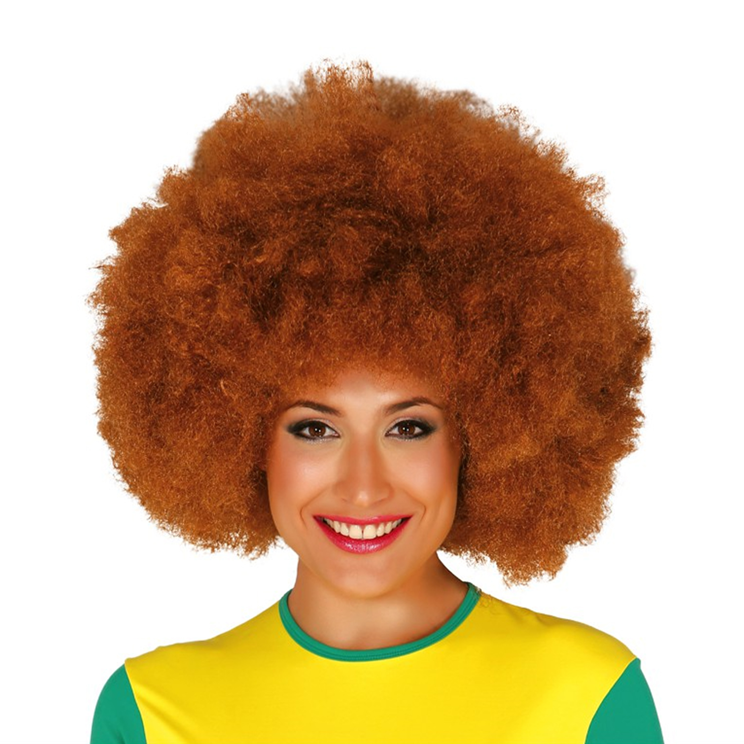 Verkleed pruik afro/hippie - roodbruin - voor volwassenen - one size -