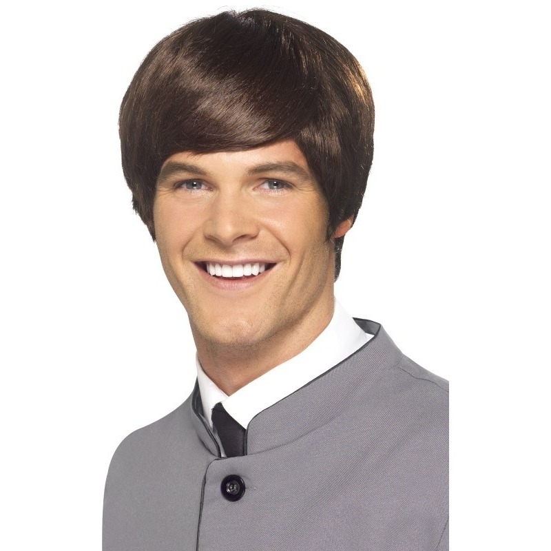Beatle jaren 60 verkleedpruik voor heren - Carnaval - bruin - kort haar - muzikanten - beroemdheid -