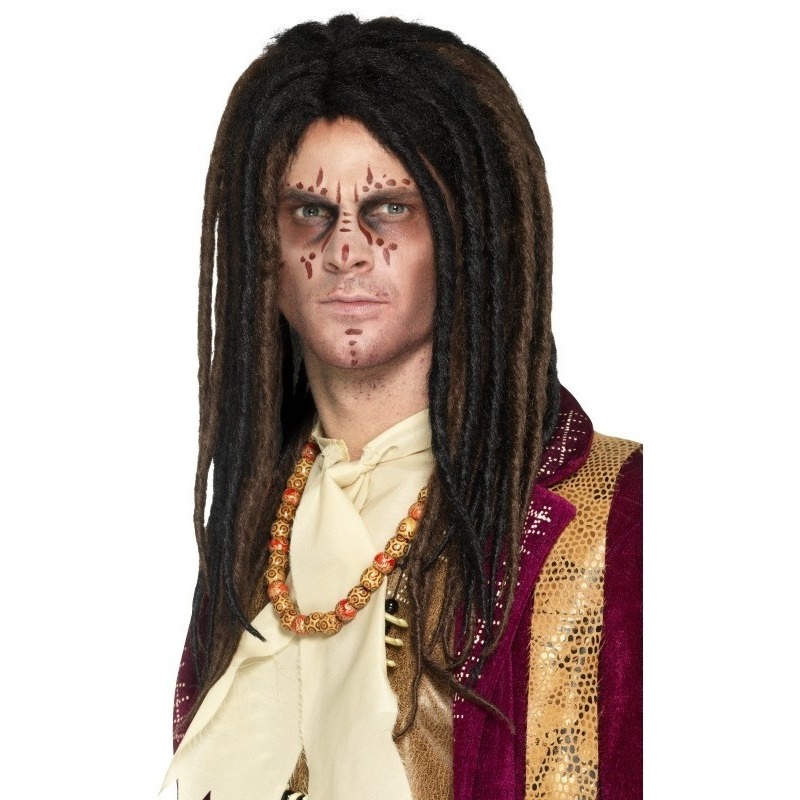 Carnaval verkleed dreadlocks pruik voor heren - bruin - lang haar - rasta/hippie -