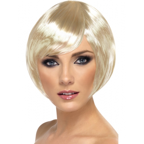 Carnaval verkleed damespruik met kort haar - blond - Supermodel Bobline -