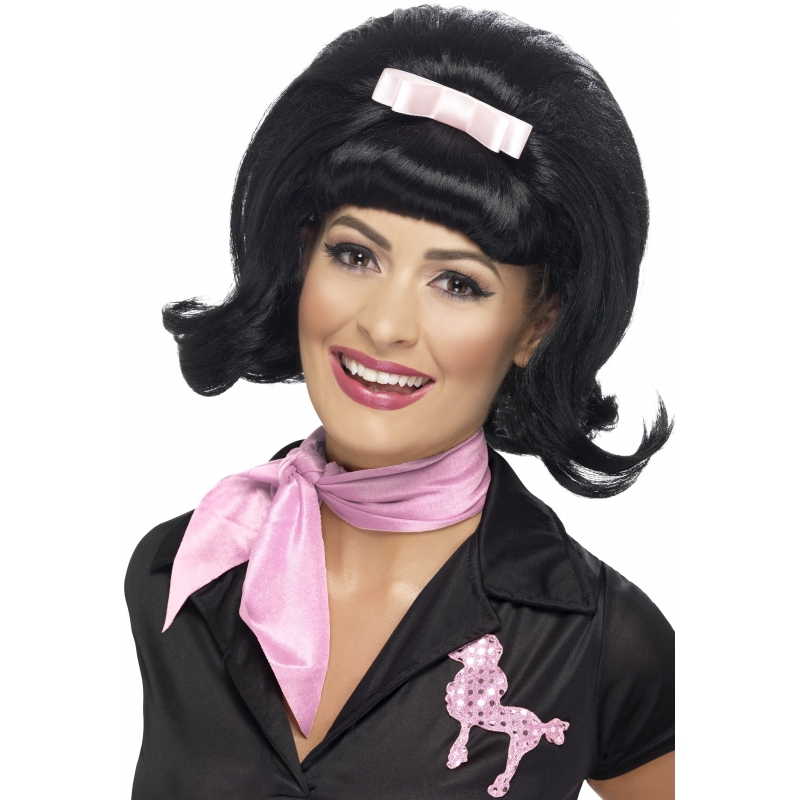 Tracy Turnblad jaren 50 pruik - zwart - beehive kapsel - musical karakters -