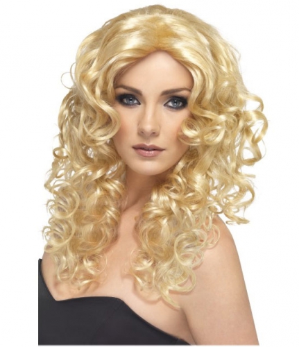 Glamour pruik met blonde krullen voor dames - verkleed pruiken - carnaval -