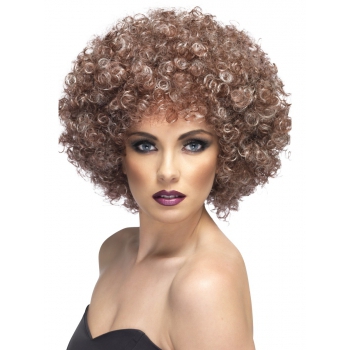 Carnaval verkleed damespruik - Afro pruik - naturel/lichtbruin - krulletjes -
