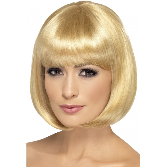 Verkleed damespruik Bob-line kapsel - Blond - met pony - Carnaval pruiken -