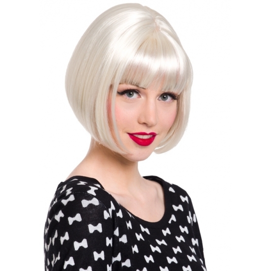 Luxe platinum blonde boblijn damespruik -