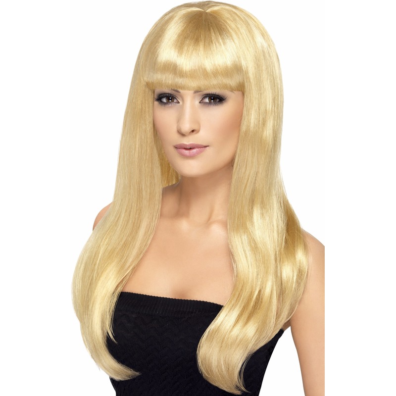Carnaval verkleed pruik lang haar - blond - voor dames - one size -