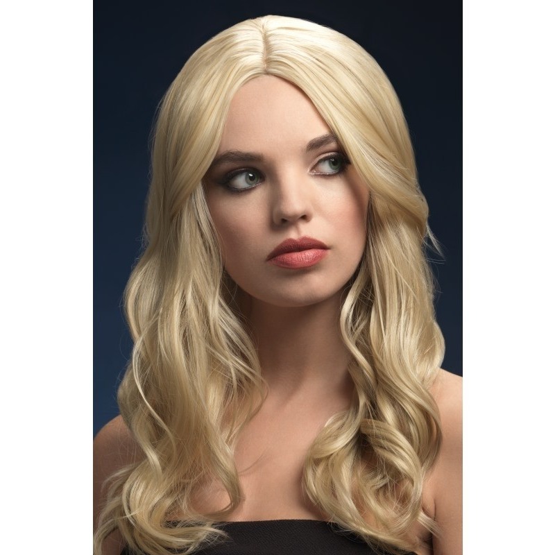 Luxe donkerblonde lange pruik Khloe voor dames -