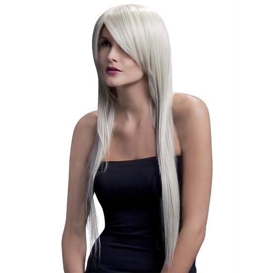 Professionele lange stijle damespruik blond -