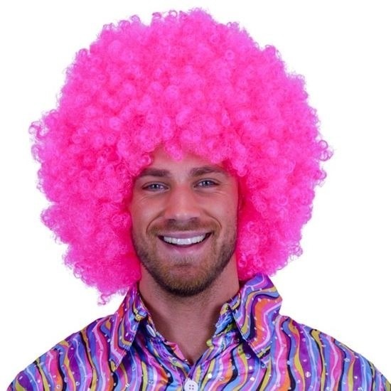 Felroze clownspruik -