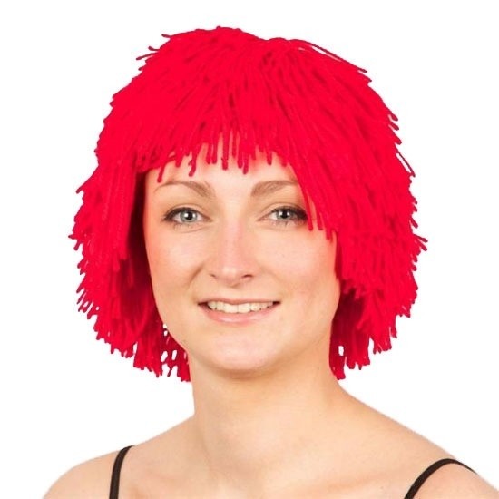 Rode wollen clowns pruik -
