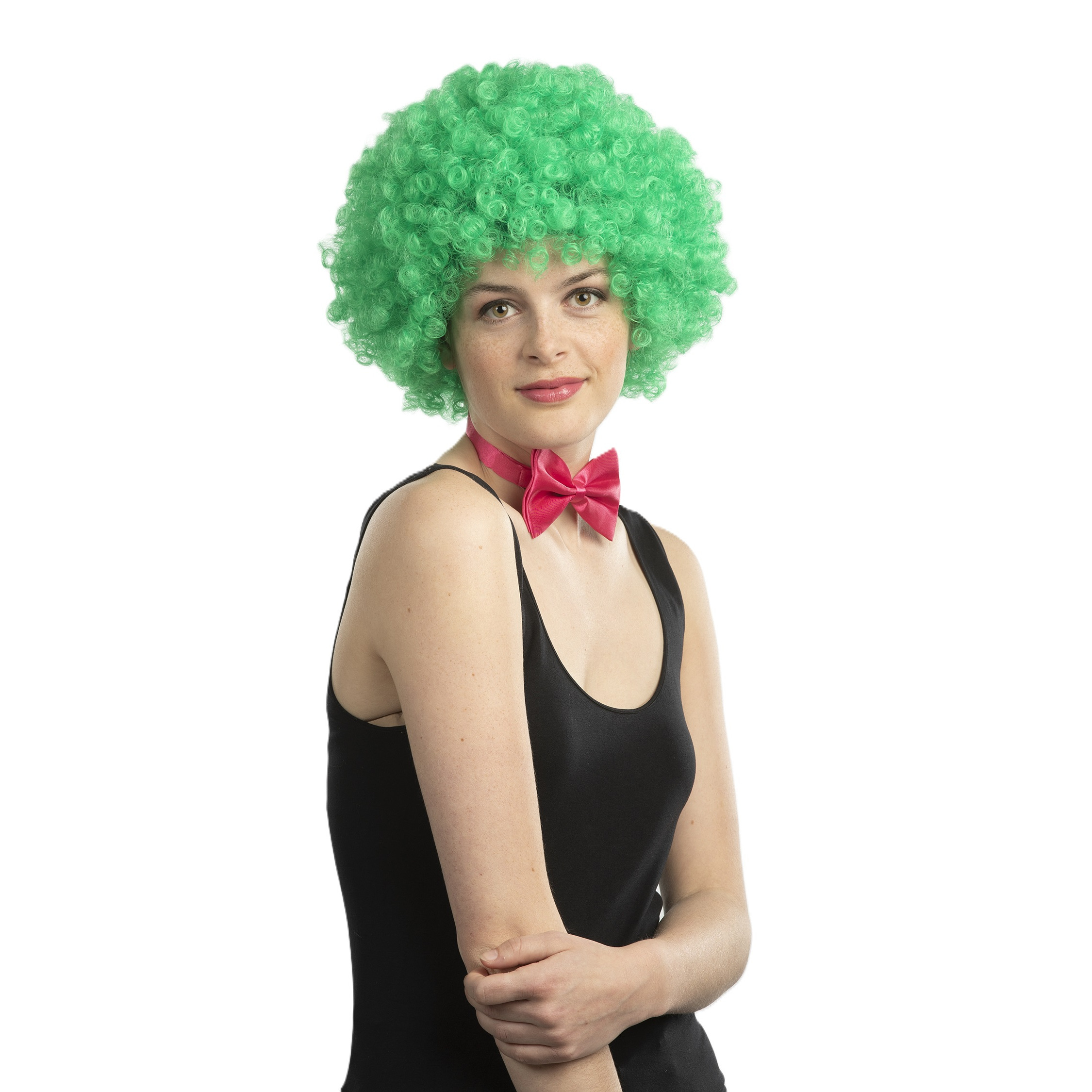 Carnaval verkleed Clownspruik met krulletjes - groen - volwassenen -