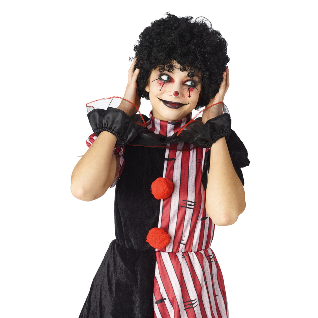 Carnaval verkleed Clownspruik met krulletjes - zwart - volwassenen -