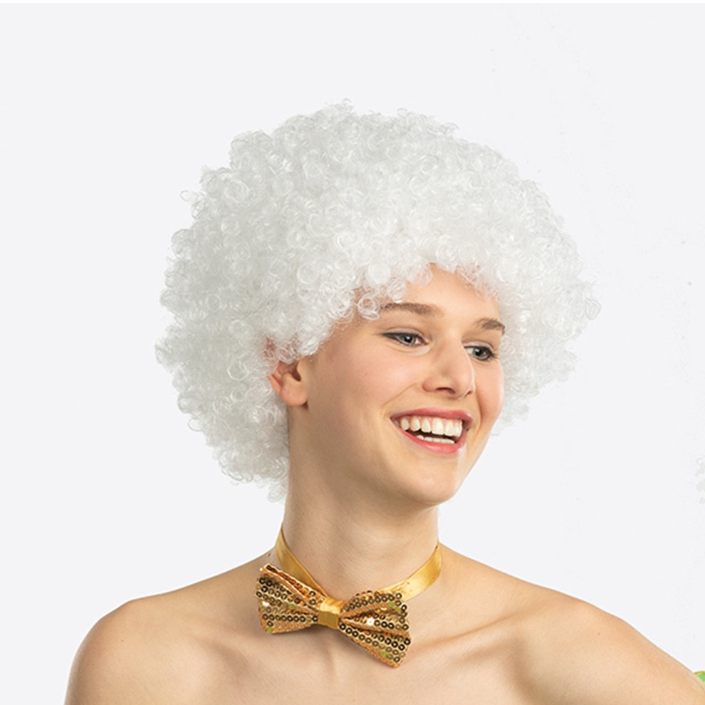 Carnaval verkleed Clownspruik met krulletjes - wit - volwassenen -