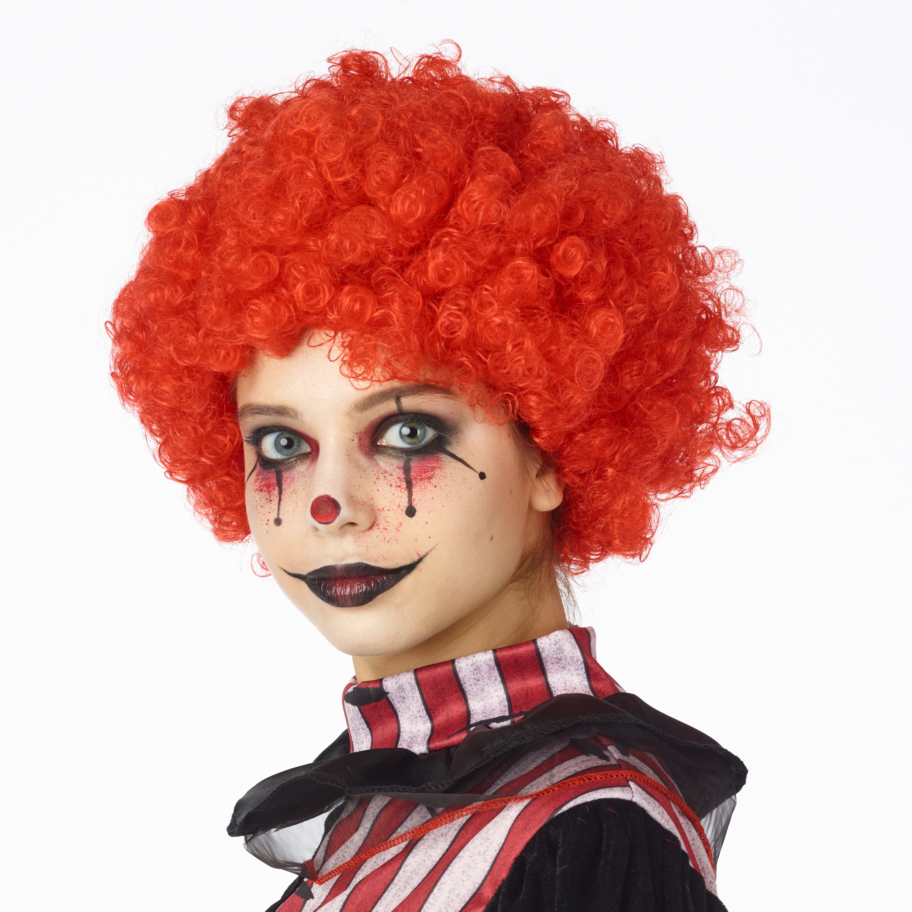 Carnaval verkleed Clownspruik met krulletjes - rood - volwassenen -