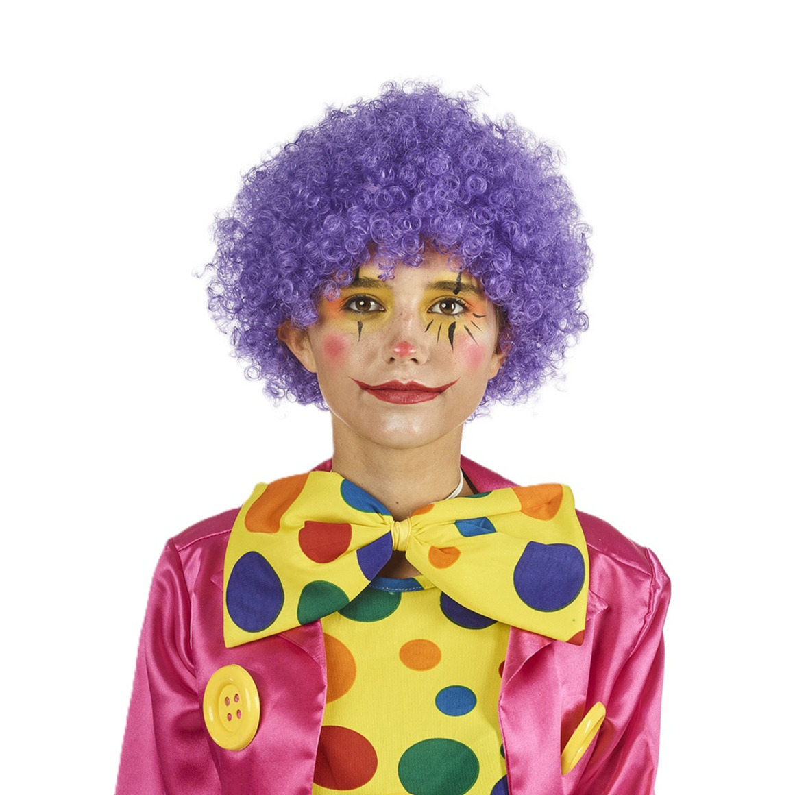 Carnaval verkleed Clownspruik met krulletjes - paars - volwassenen -