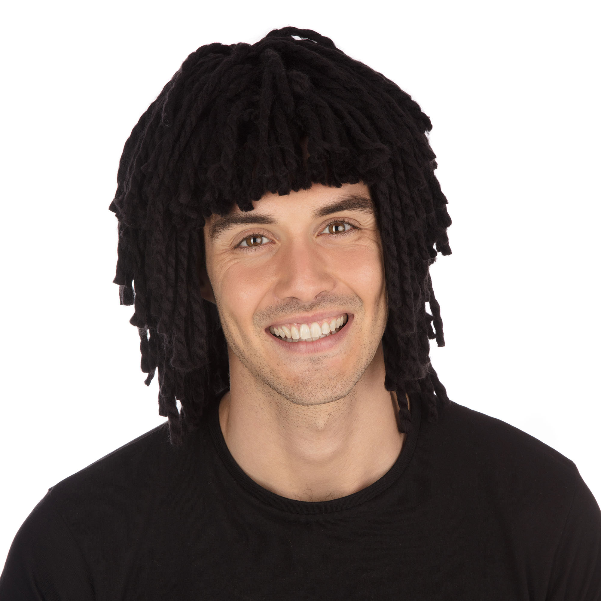 Bristol novelty - Carnaval rasta/reggae pruik met dreadlocks en pony - zwart- verkleed accessoires -