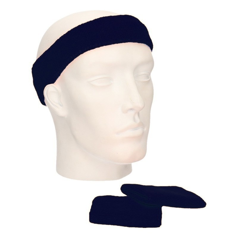 Zweetbandjes sportset navy -