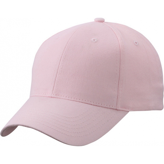 Baseball cap 6-panel licht roze voor volwassenen -