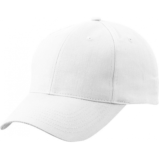 Baseball cap 6-panel wit voor volwassenen -