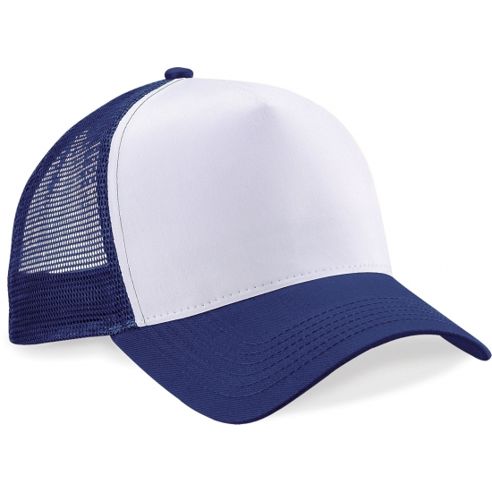 Truckers baseballcap - navy/wit - volwassenen - voordelige petjes/caps -