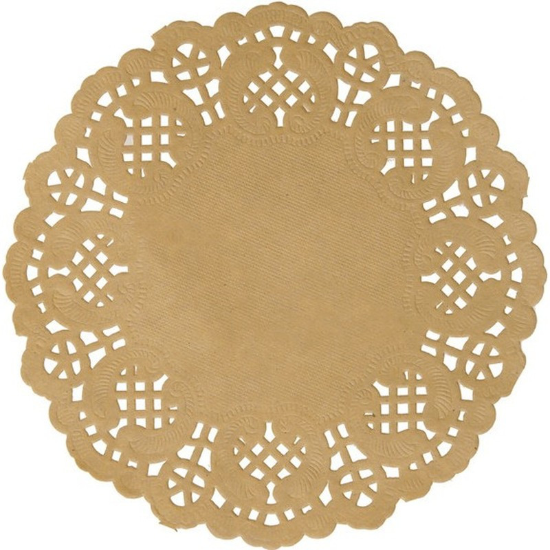 Placemats kant look - 10x - naturel - papier - rond - Tafel diner onderleggers -