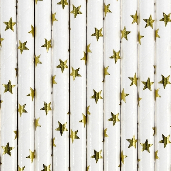Rietjes met gouden sterren 20 stuks -