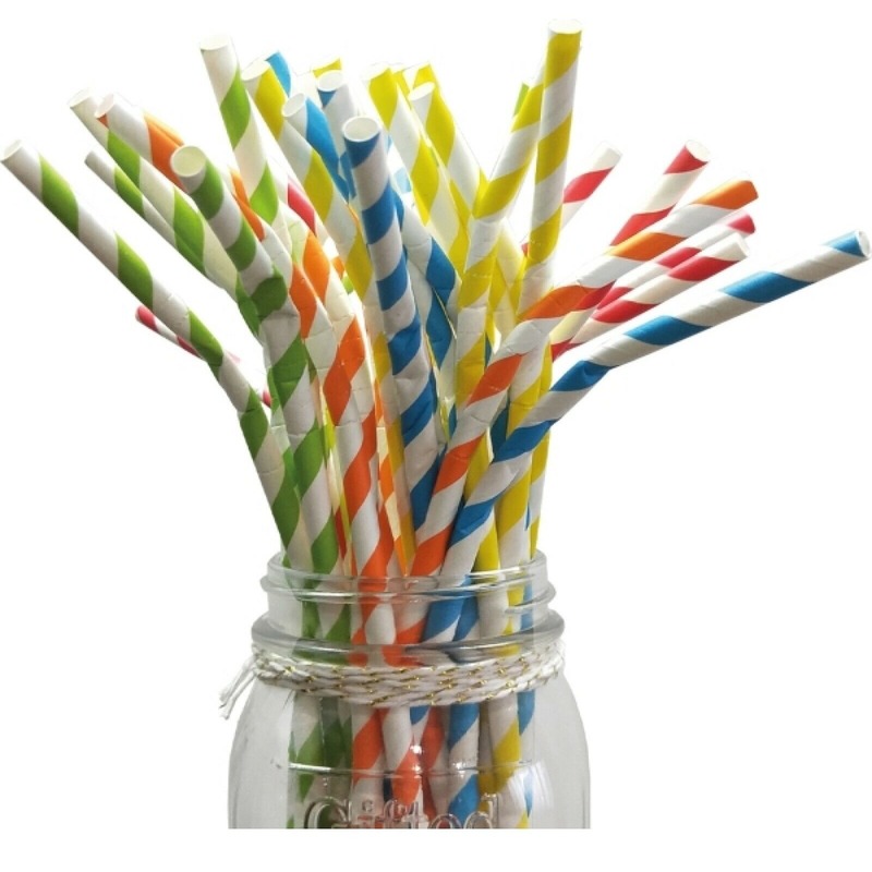 Rietjes - 25x - gekleurd - papier - 25 cm - buigbare rietjes -