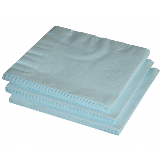Uni kleur tafel servetten - lichtblauw - 20x stuks - 33 x 33 cm - Papier -
