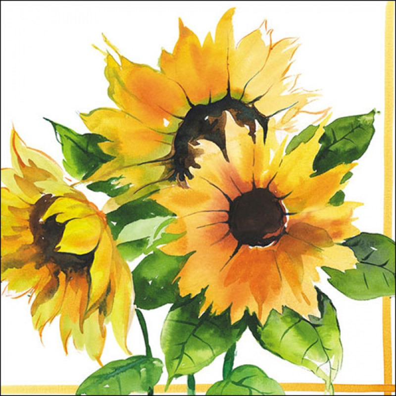 20x Zonnebloemen thema servetten 33 x 33 cm -