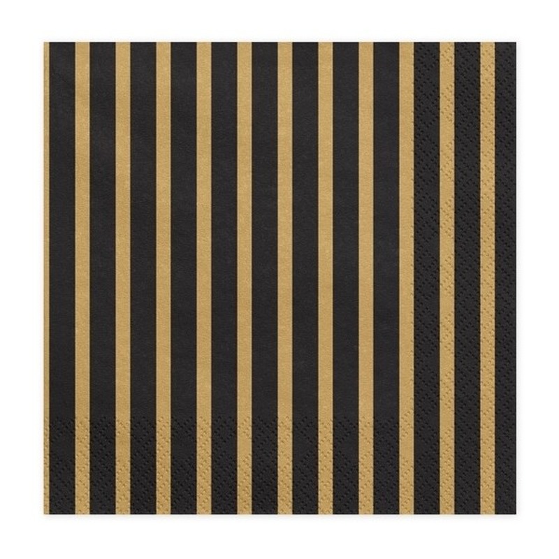 Servetten - 40x - zwart/goud - 33 cm - papier - feestservetten - lunch servetten -