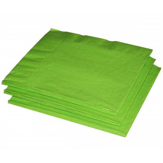 Uni kleur tafel servetten - Lime groen - 60x stuks - 33 x 33 cm - Papier -